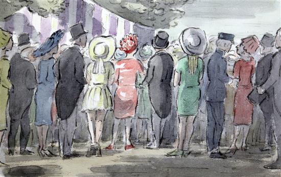 § Edward Ardizzone RA (1900-1979) Here Comes the Queen The Royal Garden Party 1971, 10.25 x 15.75in.